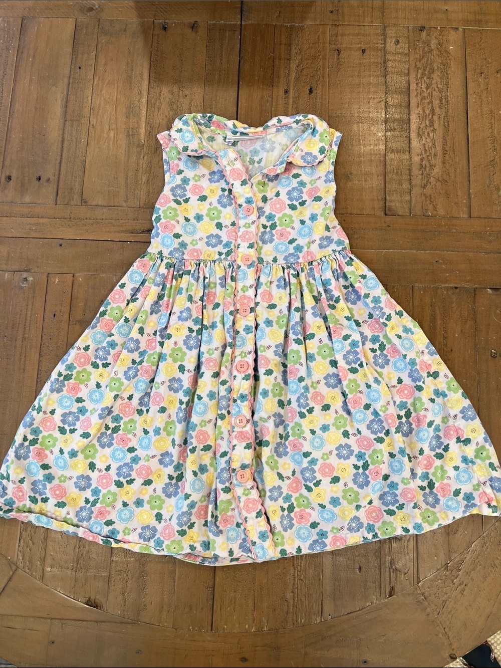Rachel Riley colorful flower button front fit and flare dress 6 years